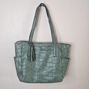 Relic Tote Bag Womens‎ Large Green Croc Embossed Faux Leather Shoulder Purse